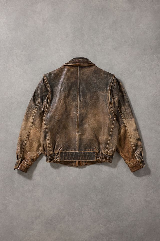 Urban Renewal One-Of-A-Kind Distressed Leather Bomber Jacket #4
