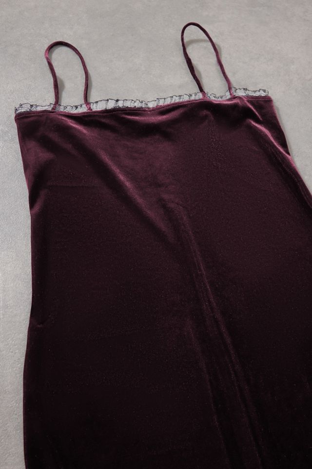 Urban Renewal One-Of-A-Kind Wallis Burgundy Velvet Slip Dress #1