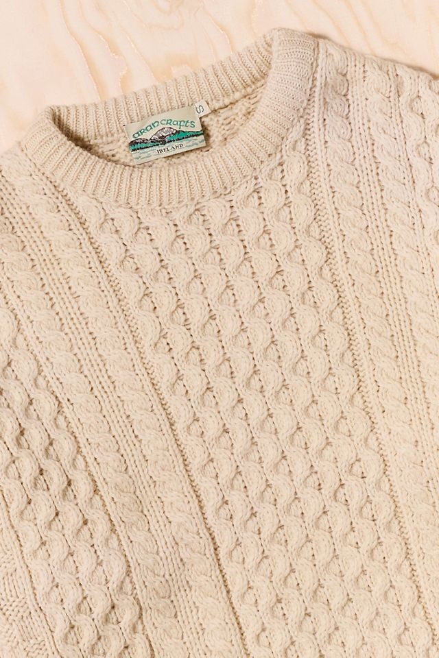 Urban Renewal One-Of-A-Kind Aran Crafts Cream Aran Knit Jumper #1