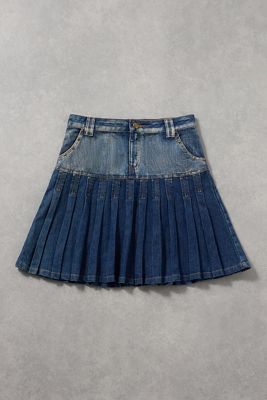 Urban Renewal One-Of-A-Kind Denim Pleated Skirt