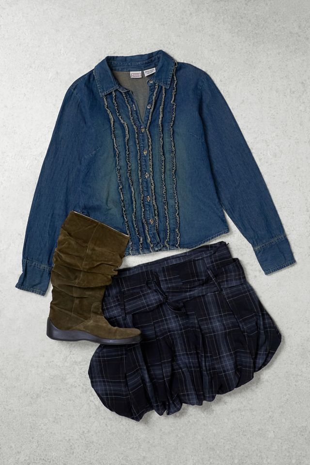 One-of-a-Kind Grunge Arizona Frill Denim Shirt #1