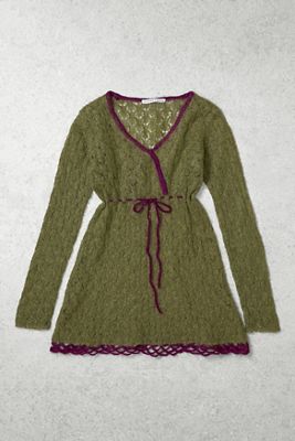 One-of-a-Kind Grunge Amber Green & Purple Knit Top