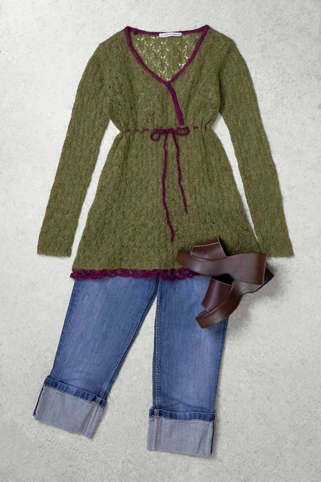 One-of-a-Kind Grunge Amber Green & Purple Knit Top #1