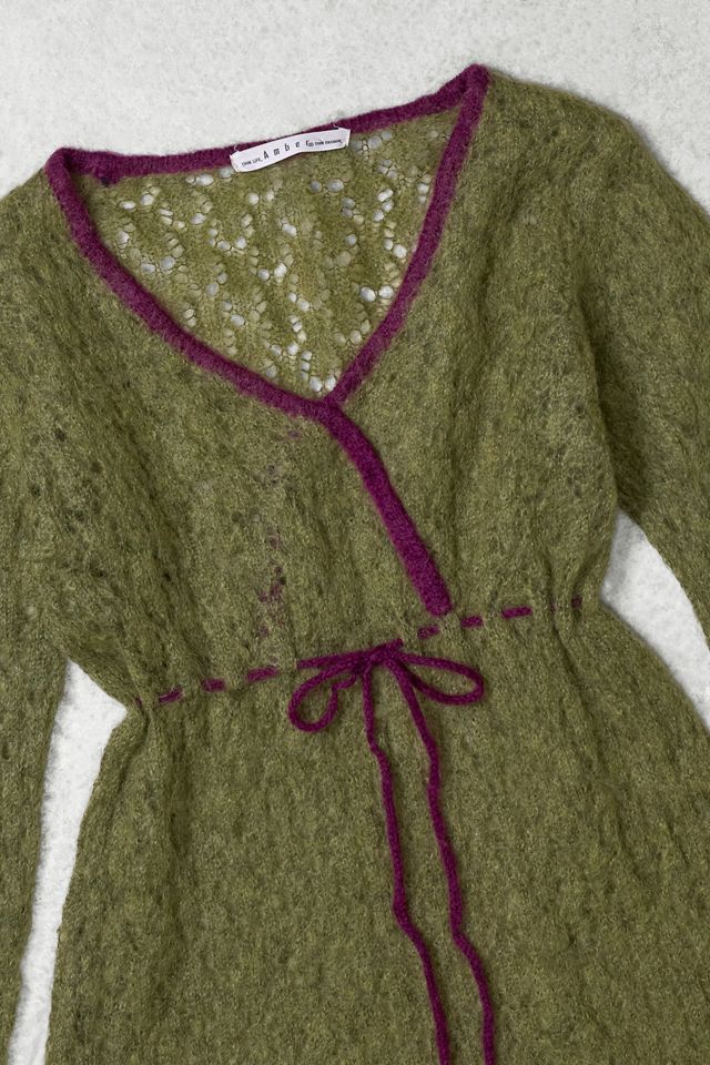 One-of-a-Kind Grunge Amber Green & Purple Knit Top #2