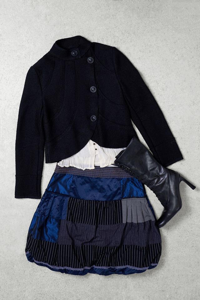 One-of-a-Kind Grunge Desigual Navy Bubble Skirt #1