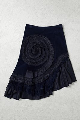 One-of-a-Kind Grunge Corduroy & Frill Midi Skirt