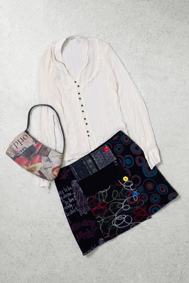 One-of-a-Kind Grunge Cache Cache Spots & Swirls Mini Skirt #1