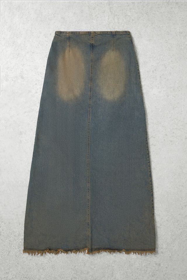 One-of-a-Kind Grunge Daisy Denim Maxi Skirt #2