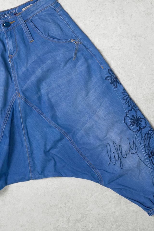 One-Of-A-Kind Grunge Desigual Low Rise Denim Capri #1