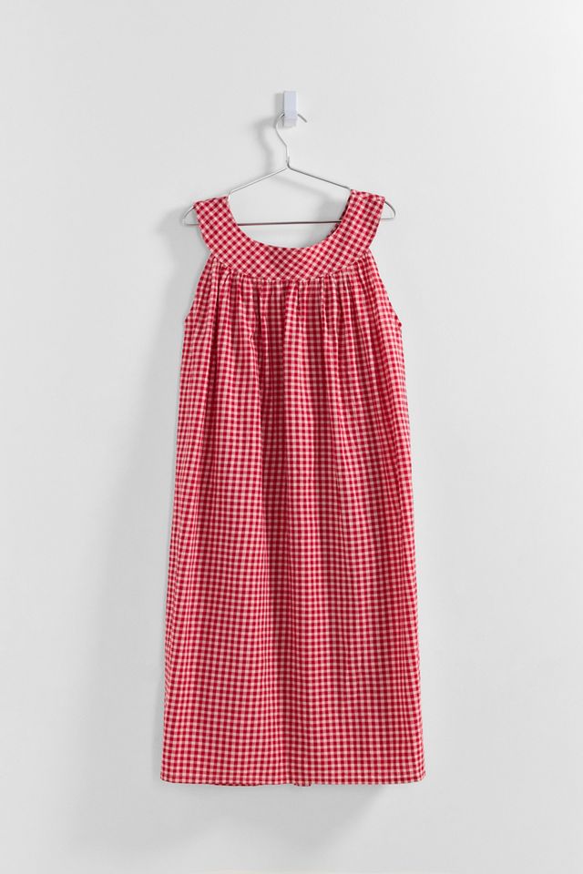 strapless open back dress Red Plaid Santa Bow Sleeveless Babydoll dress – POPPIBLUE main image 1
