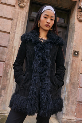 Urban Renewal One-Of-A-Kind Miss Self Suede Faux Fur Jacket