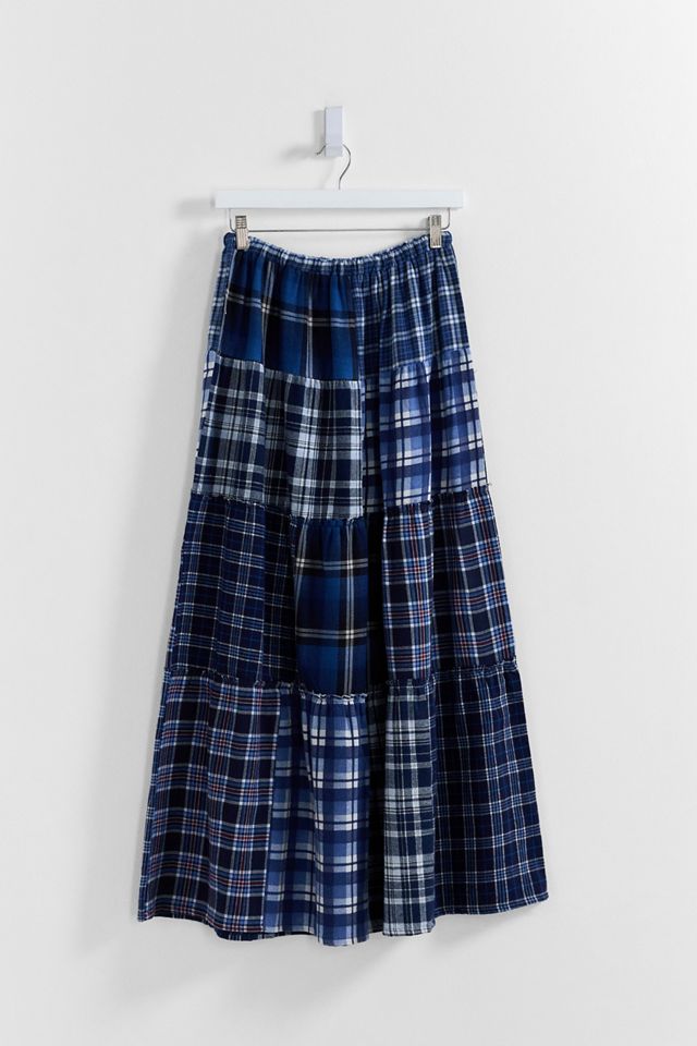 Urban Renewal One-Of-A-Kind Romantic Collects Check Patchwork Maxi Skirt #2