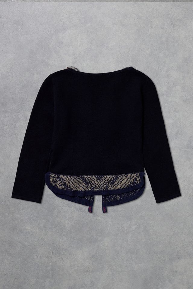 Urban Renewal One-Of-A-Kind Tricot Chic Black Zip Maximalist Sweater #2