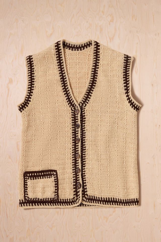 Urban Renewal One-Of-A-Kind Cream & Brown Knit Waistcoat #1