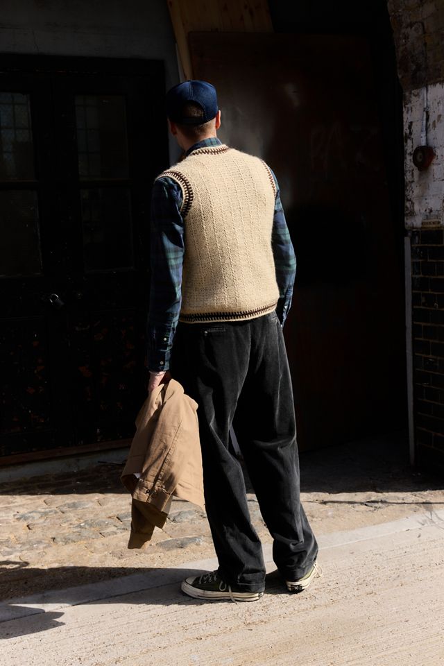 Urban Renewal One-Of-A-Kind Cream & Brown Knit Waistcoat #3