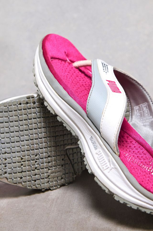 Urban Renewal One-Of-A-Kind PUMA Pink & White Flip Flops #2