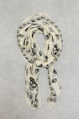 Urban Renewal One-Of-A-Kind Alexander McQueen White Skulls Scarf