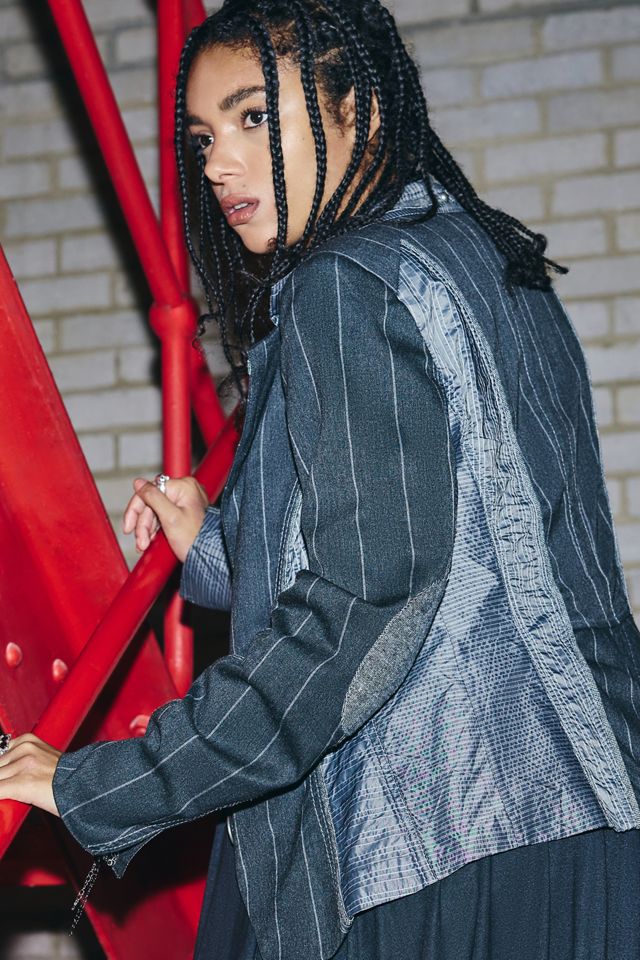 Urban Renewal One-Of-A-Kind Crisca Grey Stripe Blazer #1