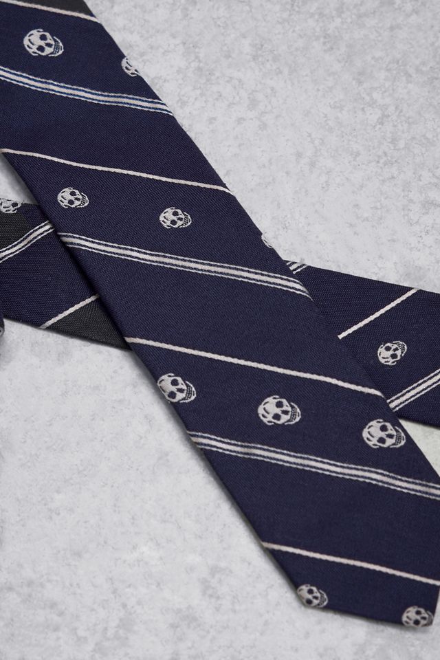 Urban Renewal One-Of-A-Kind Alexander McQueen Navy Stripe & Skull Tie #2