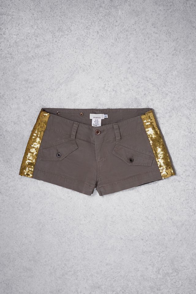 Urban Renewal One-Of-A-Kind PINKO Khaki Sequin Shorts #2