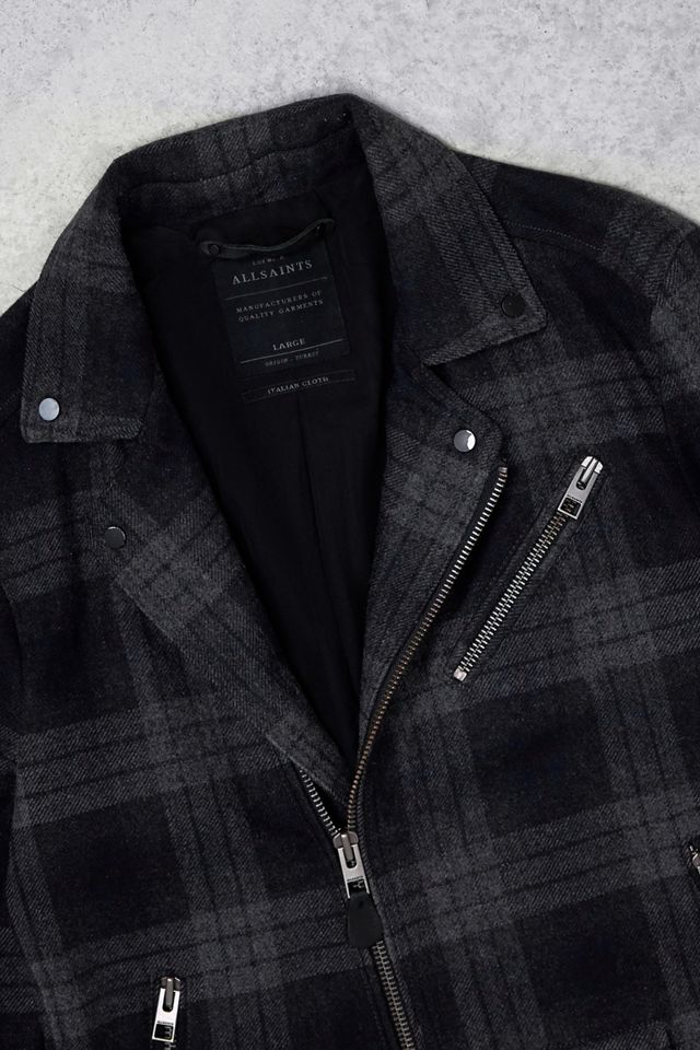 Urban Renewal One-Of-A-Kind AllSaints Black & Grey Tartan Jacket #3