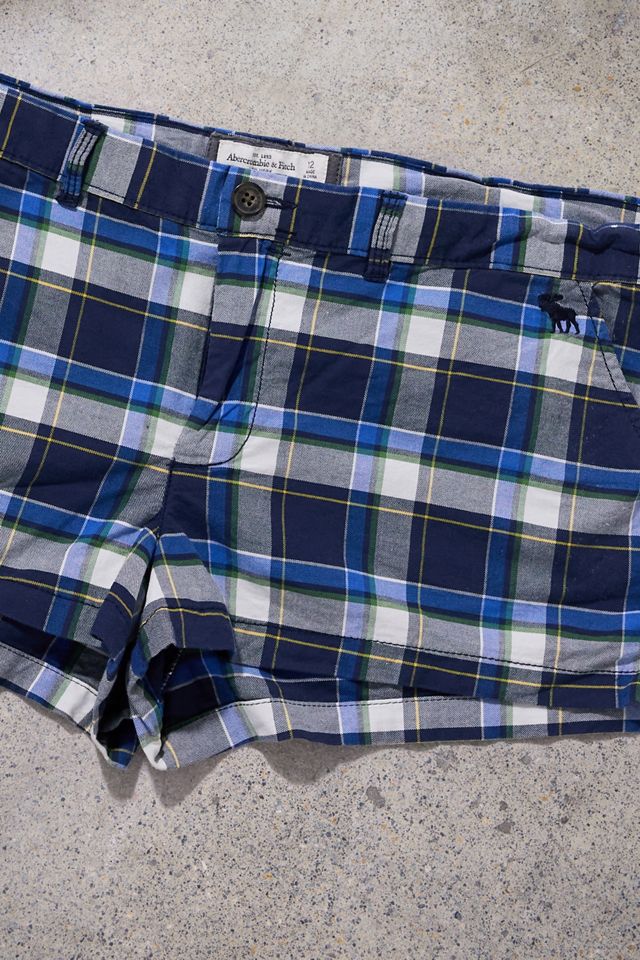 Urban Renewal One-Of-A-Kind Abercrombie & Fitch Blue Check Mini Shorts #1