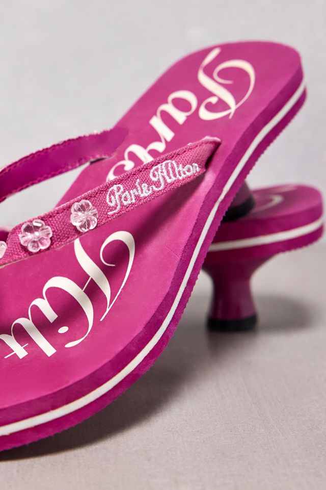 Urban Renewal One-Of-A-Kind Paris Hilton Pink Kitten Heel Thong Sandals #1