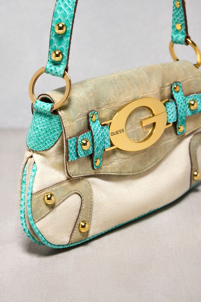 Urban Renewal One-Of-A-Kind Guess Cream & Blue Bag #1