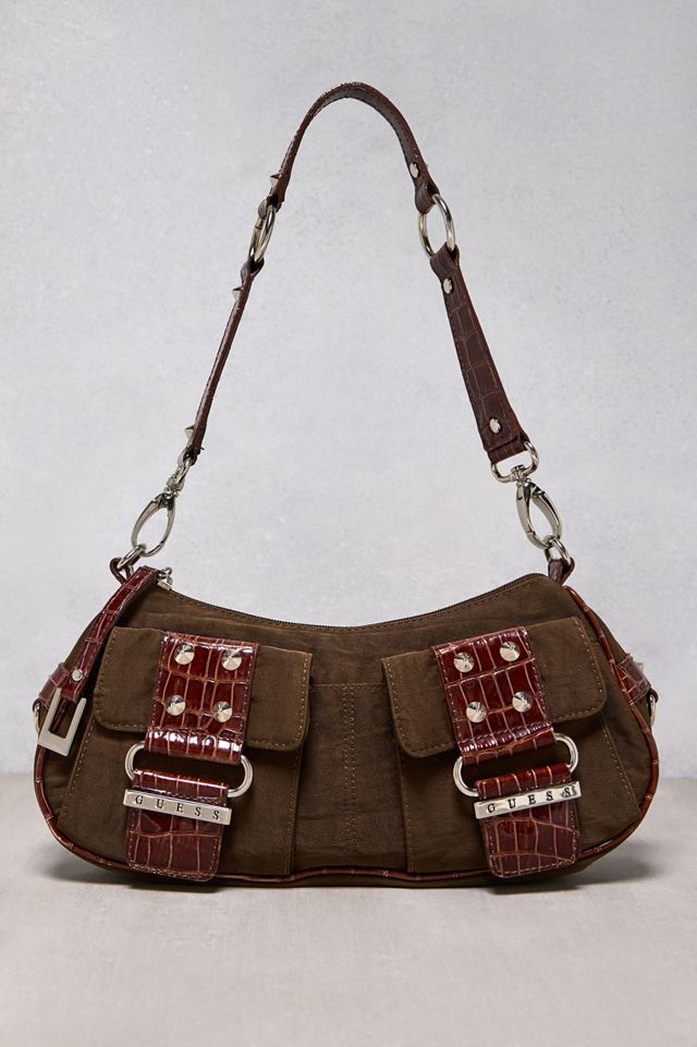 Urban Renewal One-Of-A-Kind Guess Khaki & Burgundy Bag
