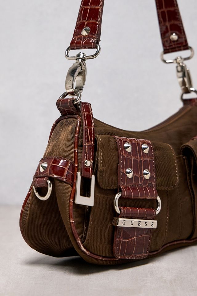 Urban Renewal One-Of-A-Kind Guess Khaki & Burgundy Bag #1