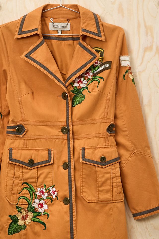 Urban Renewal One-Of-A-Kind Karen Millen Orange Embroidered Trench Coat #1