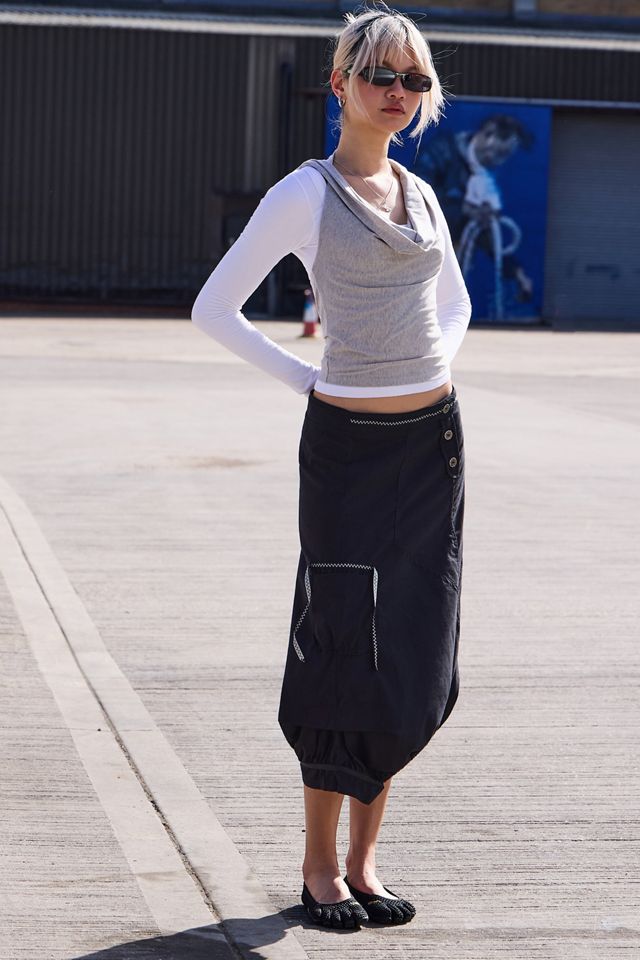 Urban Renewal One-Of-A-Kind Pixie Collective Black Midi Skirt #1