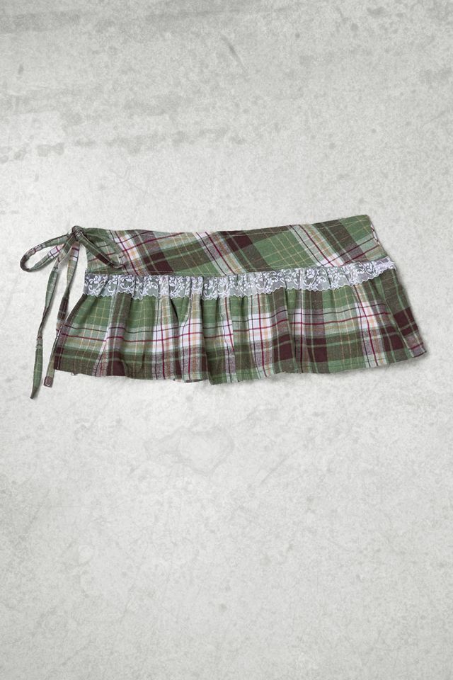 Urban Renewal One-Of-A-Kind x Dearloved Rework Green Check Frill Skirt Belt #2