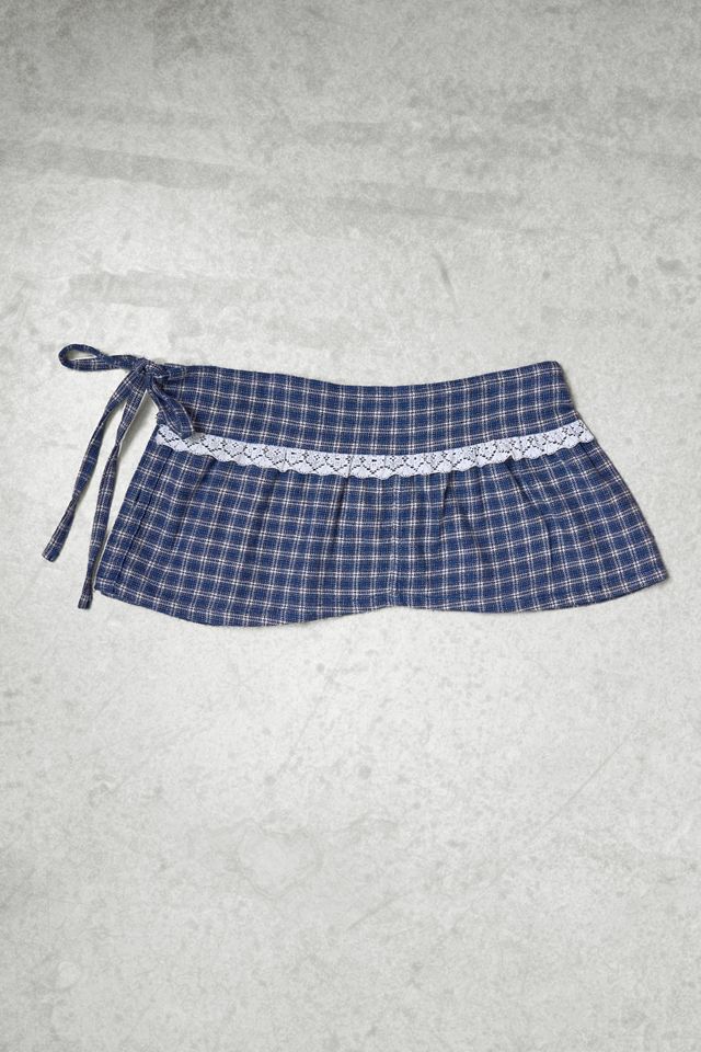 Urban Renewal One-Of-A-Kind x Dearloved Rework Blue Check Frill Skirt Belt #3