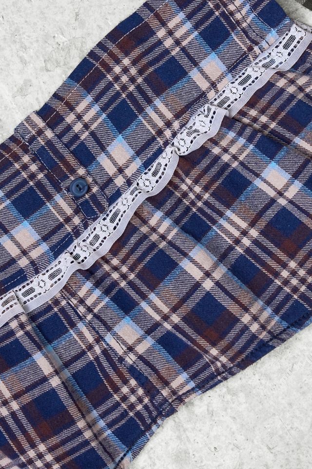 Urban Renewal One-Of-A-Kind x Dearloved Rework Navy & Brown Check Frill Skirt Belt #1
