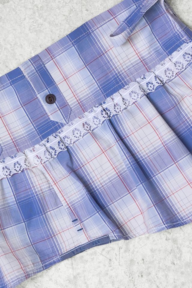 Urban Renewal One-Of-A-Kind x Dearloved Rework Blue Check Frill Skirt Belt #2