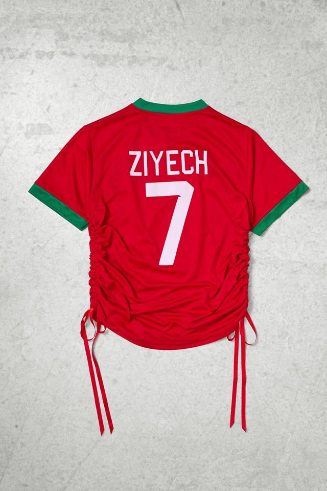 Urban Renewal One-Of-A-Kind x Dearloved Rework Red Maroc Tie Side Football T-Shirt #3