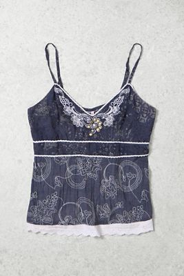 One-Of-A-Kind x Pixie Collective Whimsy Goth LOVE & LOVE Embroidered Floral Print Cami