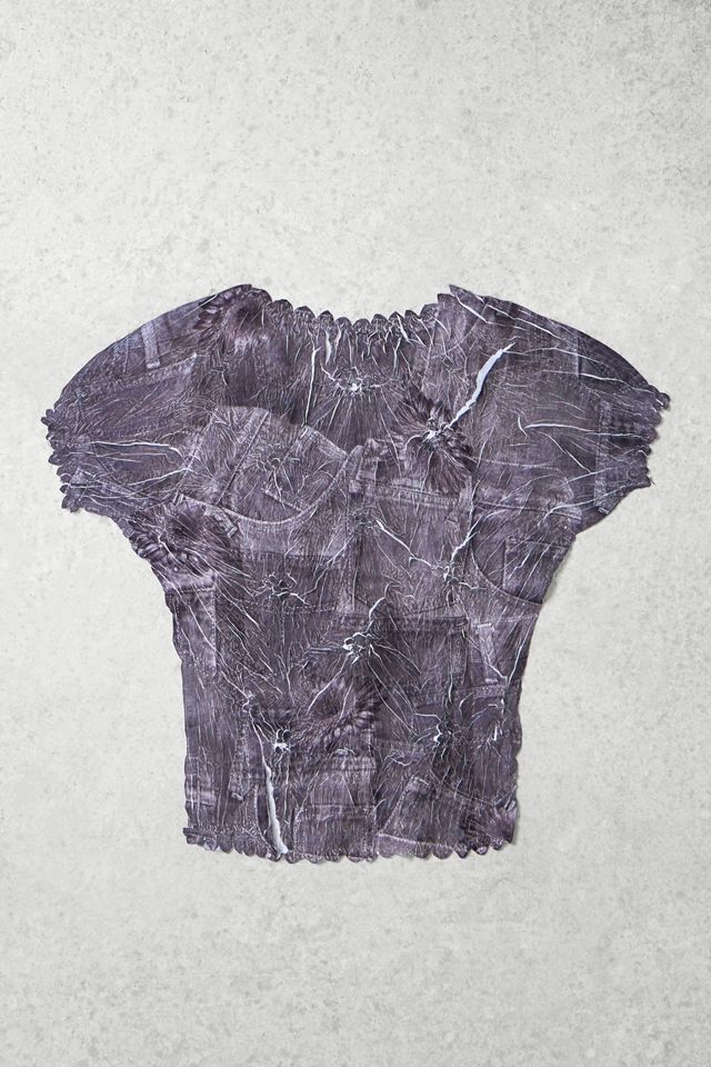 One-Of-A-Kind x Pixie Collective Whimsy Goth Grey Printed Crinkle Top #2