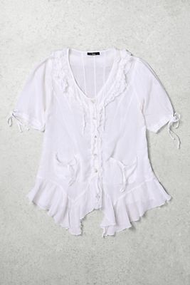One-Of-A-Kind x Pixie Collective Whimsy Goth Tanais White Frilly Pirate Blouse