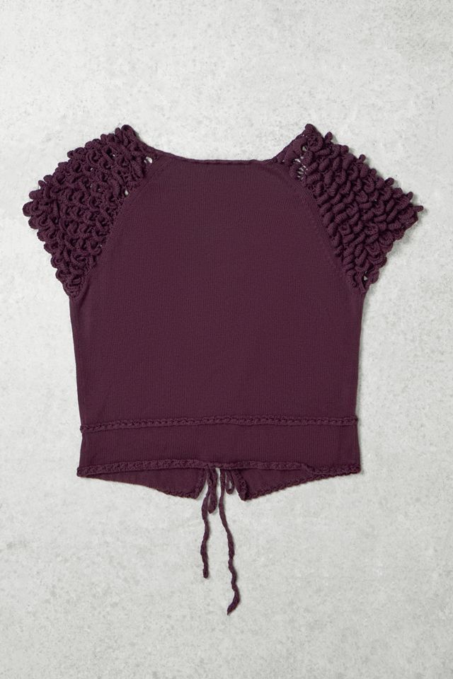 One-Of-A-Kind x Pixie Collective Whimsy Goth Boutique Maroon Tie Front Cardigan #2