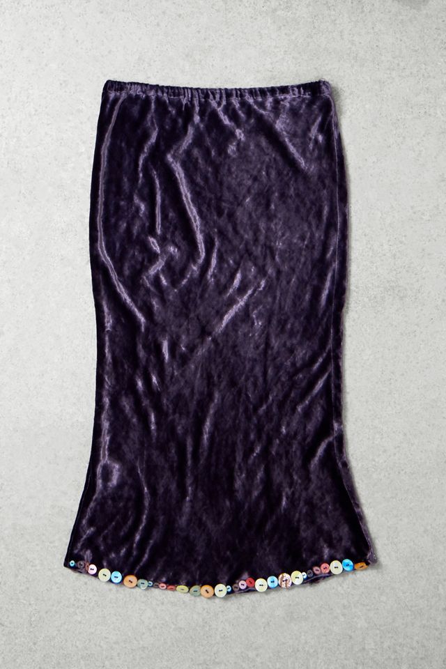 One-Of-A-Kind x Pixie Collective Whimsy Goth Whistles Button Hem Velvet Skirt #2