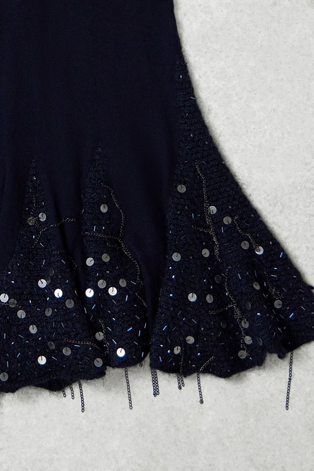 One-Of-A-Kind x Pixie Collective Whimsy Goth J.Lindeberg Black Knit Sequin Midi Skirt #1