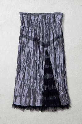 One-Of-A-Kind x Pixie Collective Whimsy Goth Saint Lopez Silver Crinkle Lace Panel Midi Skirt