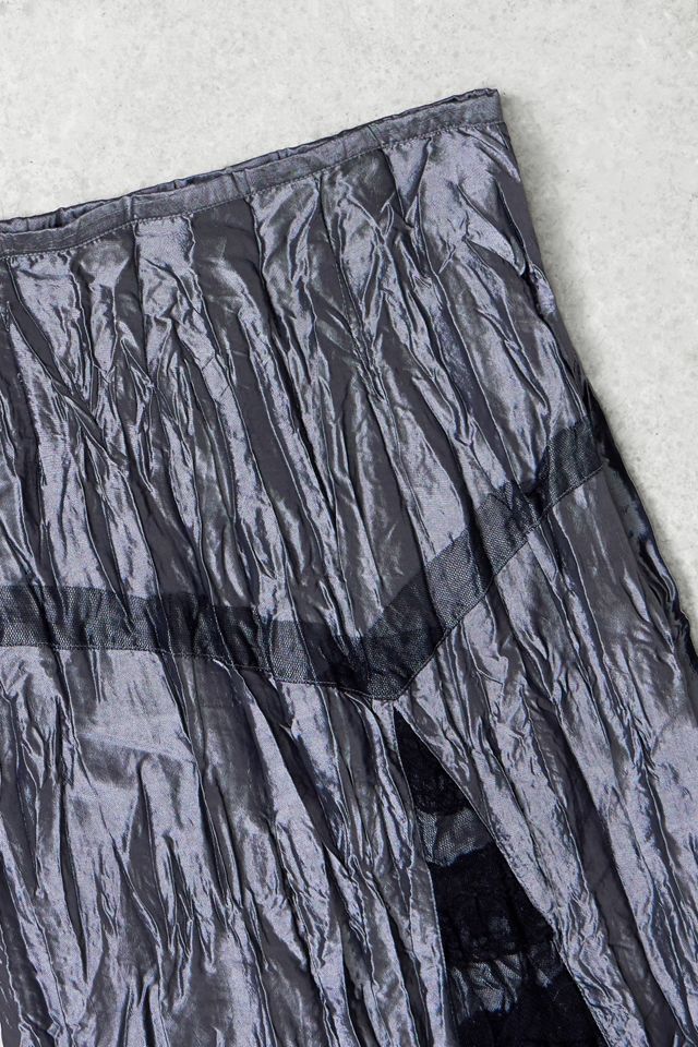 One-Of-A-Kind x Pixie Collective Whimsy Goth Saint Lopez Silver Crinkle Lace Panel Midi Skirt #1