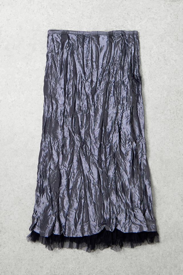 One-Of-A-Kind x Pixie Collective Whimsy Goth Saint Lopez Silver Crinkle Lace Panel Midi Skirt #2