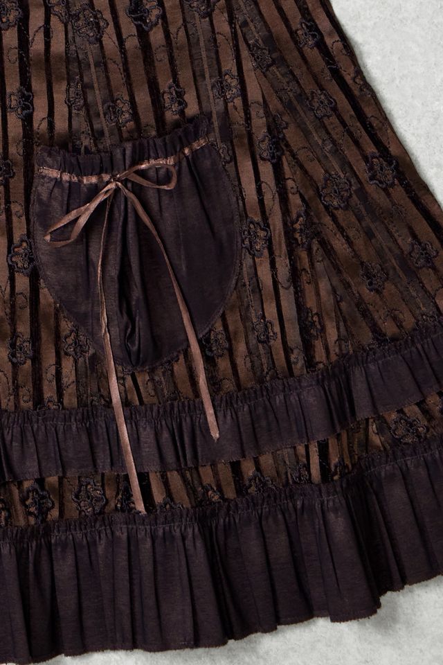 One-Of-A-Kind x Pixie Collective Whimsy Goth Brown Pleated Midi Skirt #1