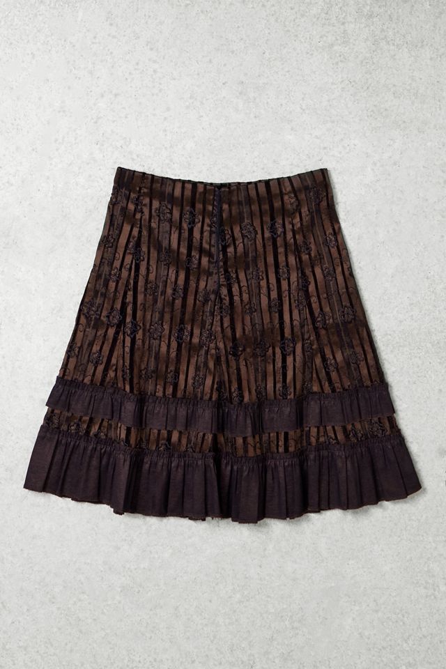 One-Of-A-Kind x Pixie Collective Whimsy Goth Brown Pleated Midi Skirt #2
