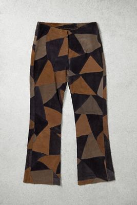 One-Of-A-Kind x Pixie Collective Whimsy Goth Clockhouse Suede Patchwork Bootcut Trousers