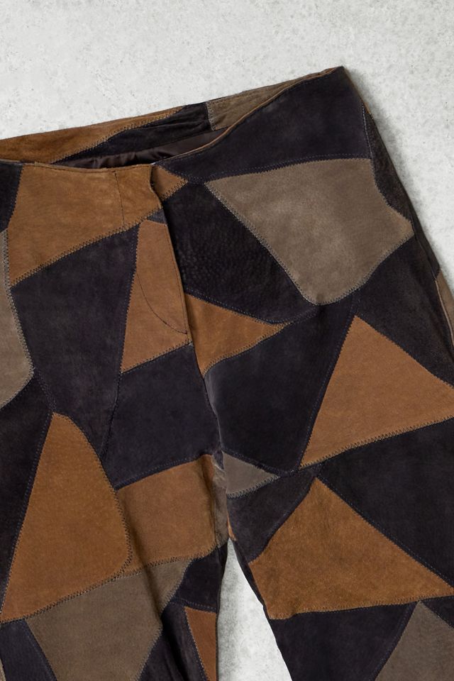 One-Of-A-Kind x Pixie Collective Whimsy Goth Clockhouse Suede Patchwork Bootcut Trousers #1